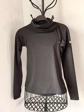 Nike Black Funnel Neck Long Sleeve Top